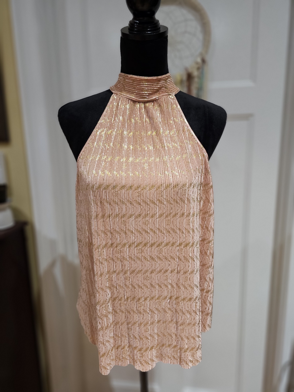 Anthropologie Metallic Rose-Gold Halter Camisole. NWOT